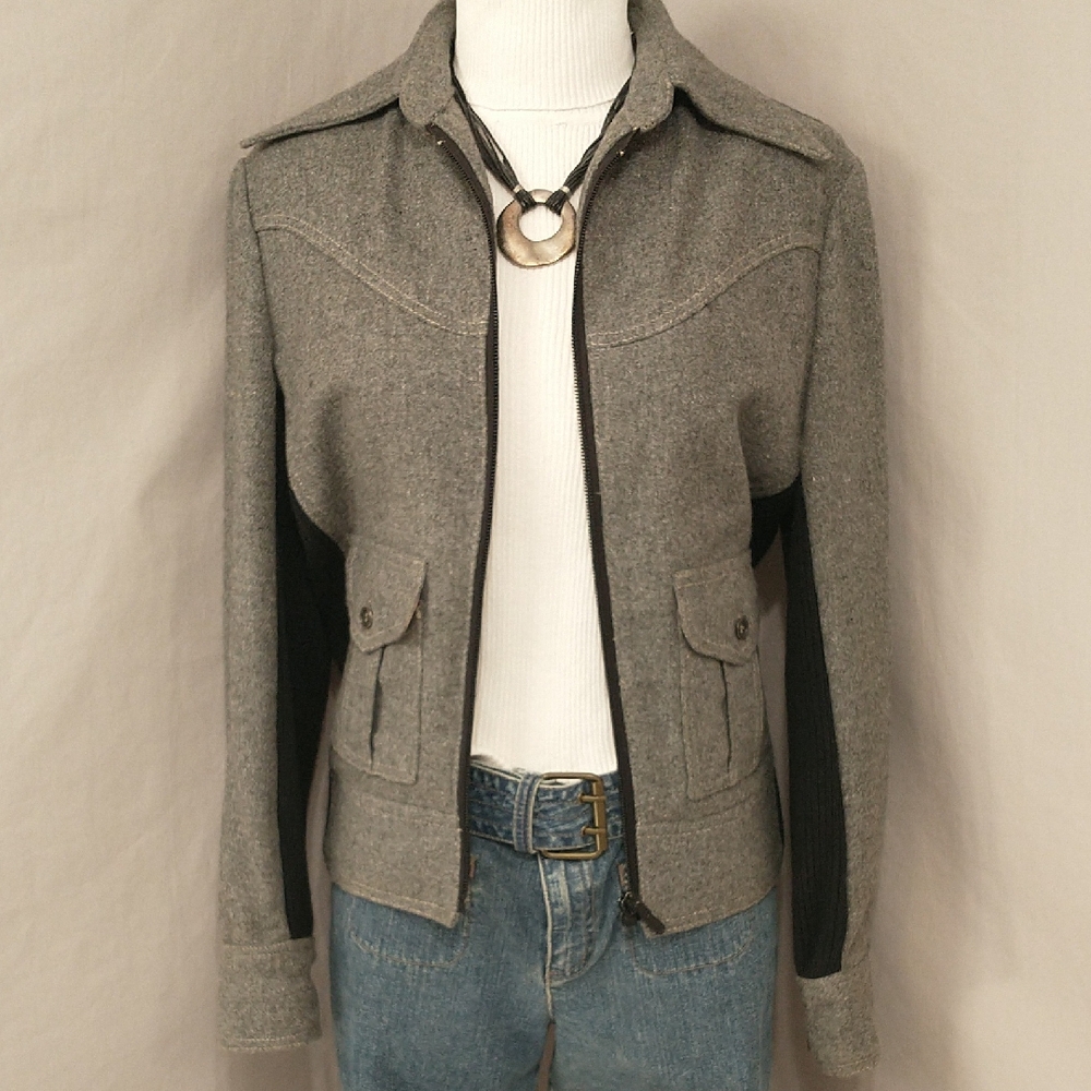 Fox Run Vintage Wool Jacket 70s Spear Collar Yugoslavia Made Unisex Slim Fit
